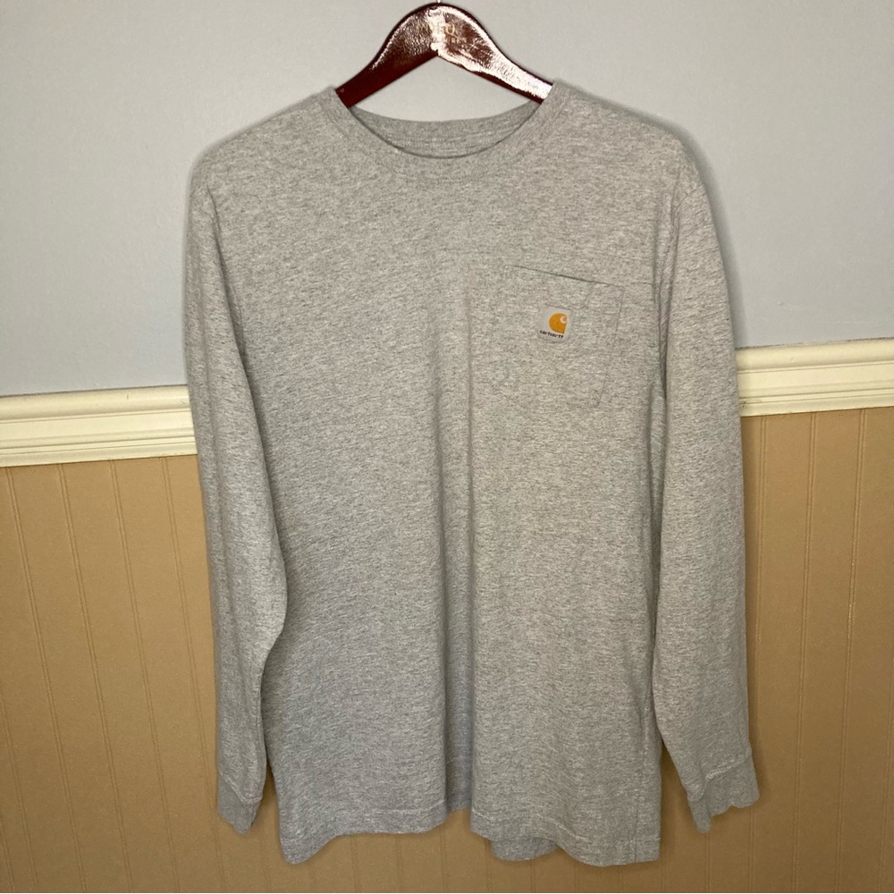 Carhartt Men’s Heavyweight Long Sleeve Workwear Pocket T-shirt Heather Gray